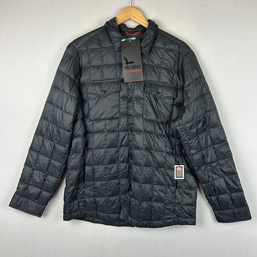 Hawke & Co Pro Series Packable Shirt Jacket Down Puffer Black Men's Size M